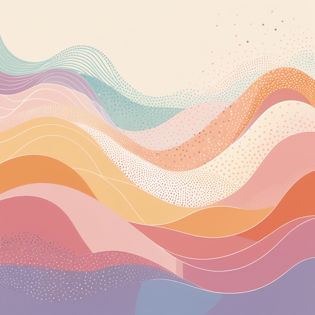 부드러운 파스텔톤의 곡선 패턴이 이어지는 추상 배경