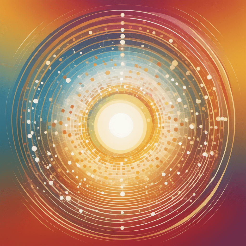 다채로운 색상의 빛이 퍼지는 원형 데이터 패턴