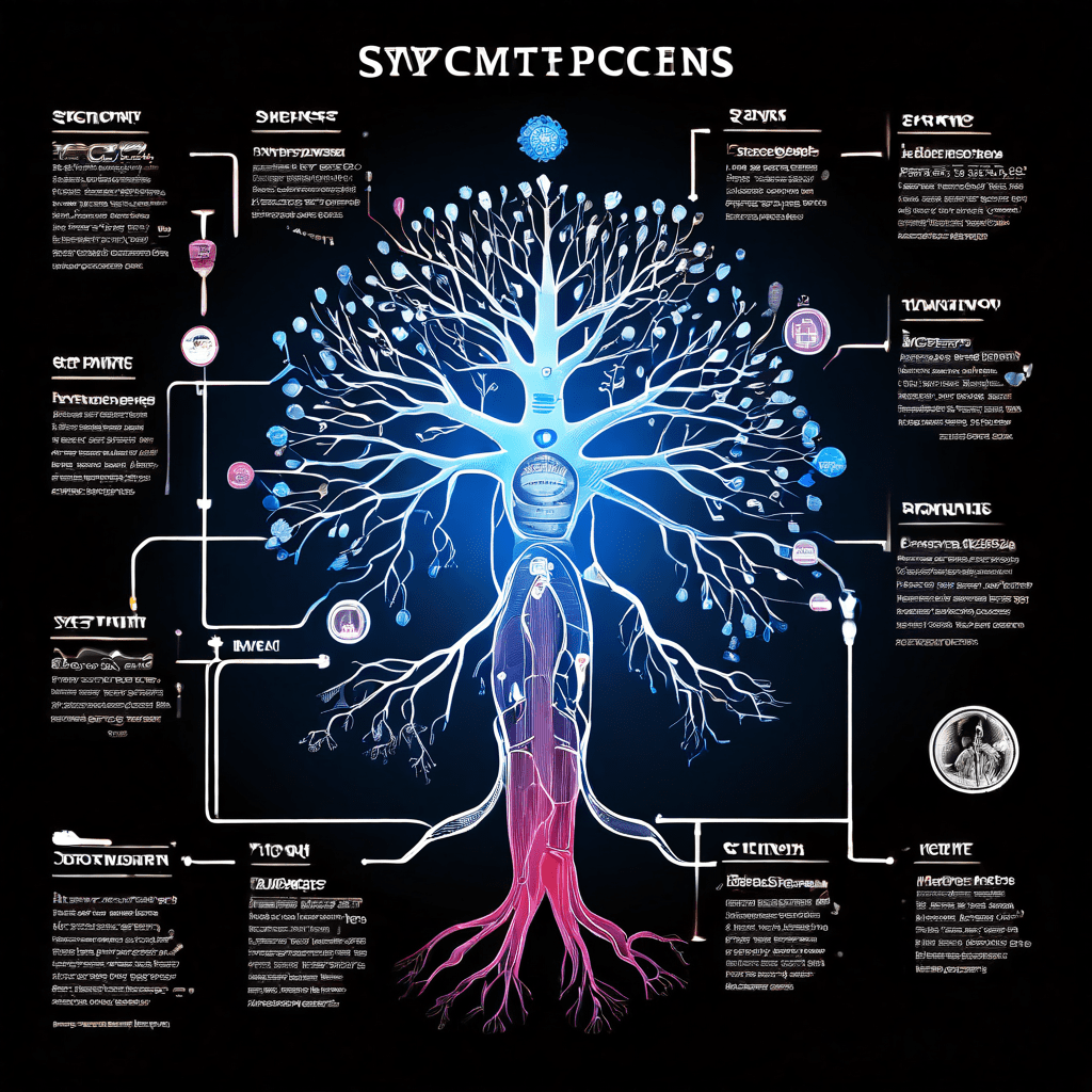 흰 바탕에 검은색 선으로 그린 의학 진단 흐름도로, 증상에서 시작해 인체 부위별 문제로 가지를 치는 모습입니다.