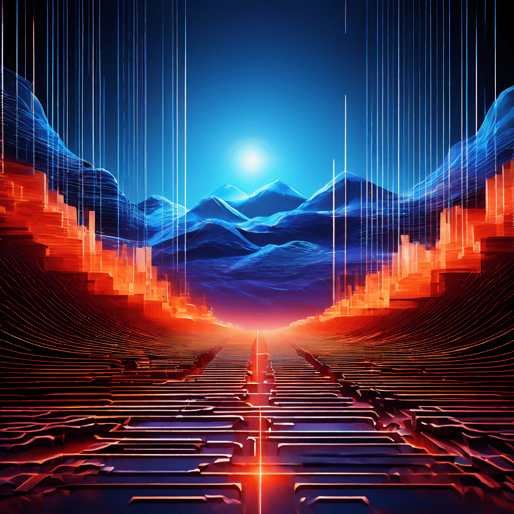 디지털 세계와 물리적 세계의 간극을 분석하는 개념도로, 매끄러운 가상 평면과 질감 있는 현실 세계가 분리되는 단절 지점을 화살표로 표시한 추상적 시각화 이미지입니다.